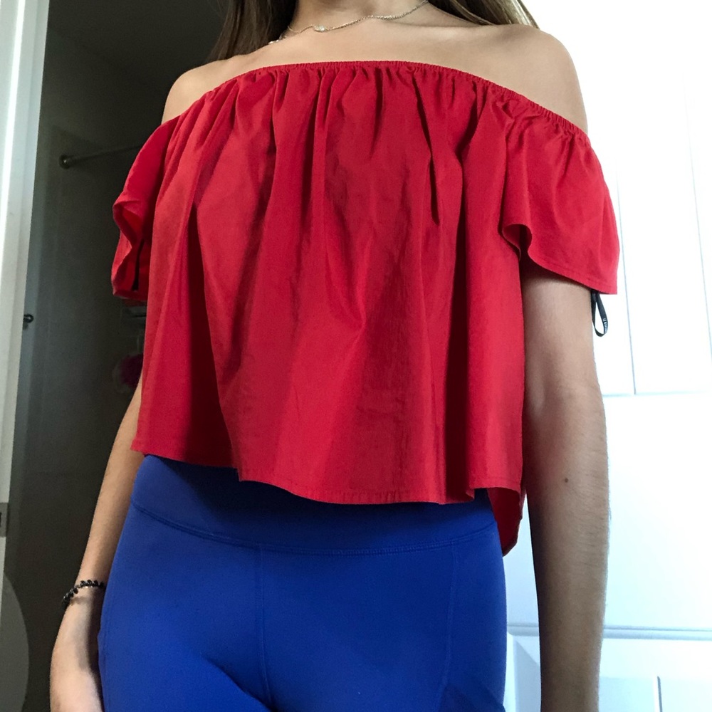 Red off the shoulder top